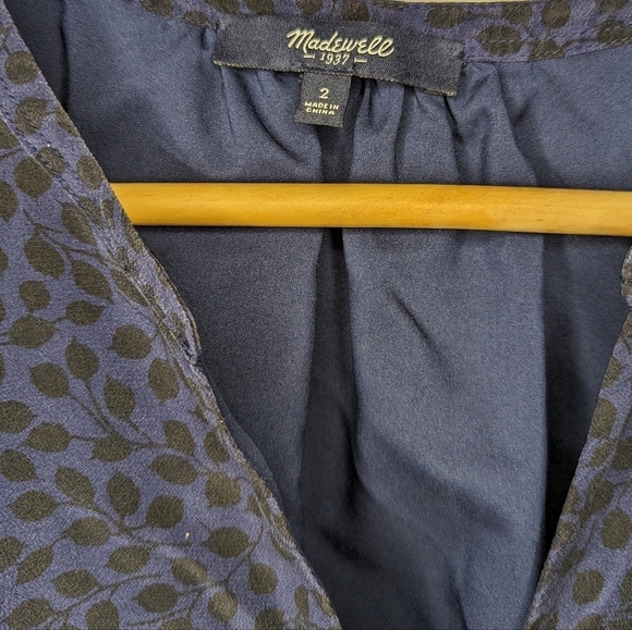 Madewell Blue and Black Leaf Print Dress Size 2 - Picture 9 of 12